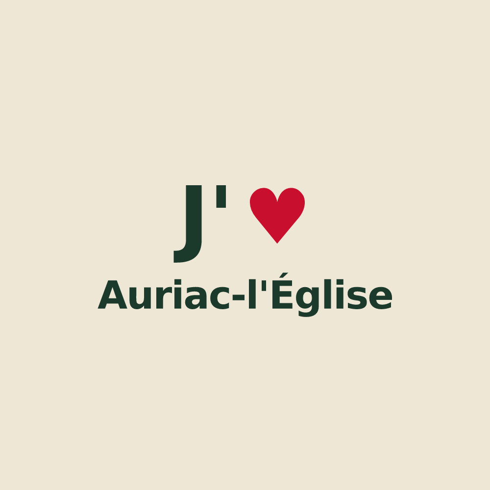 Tote bag personnalisé Auriac-l'Église — design J'aime Auriac-l'Église