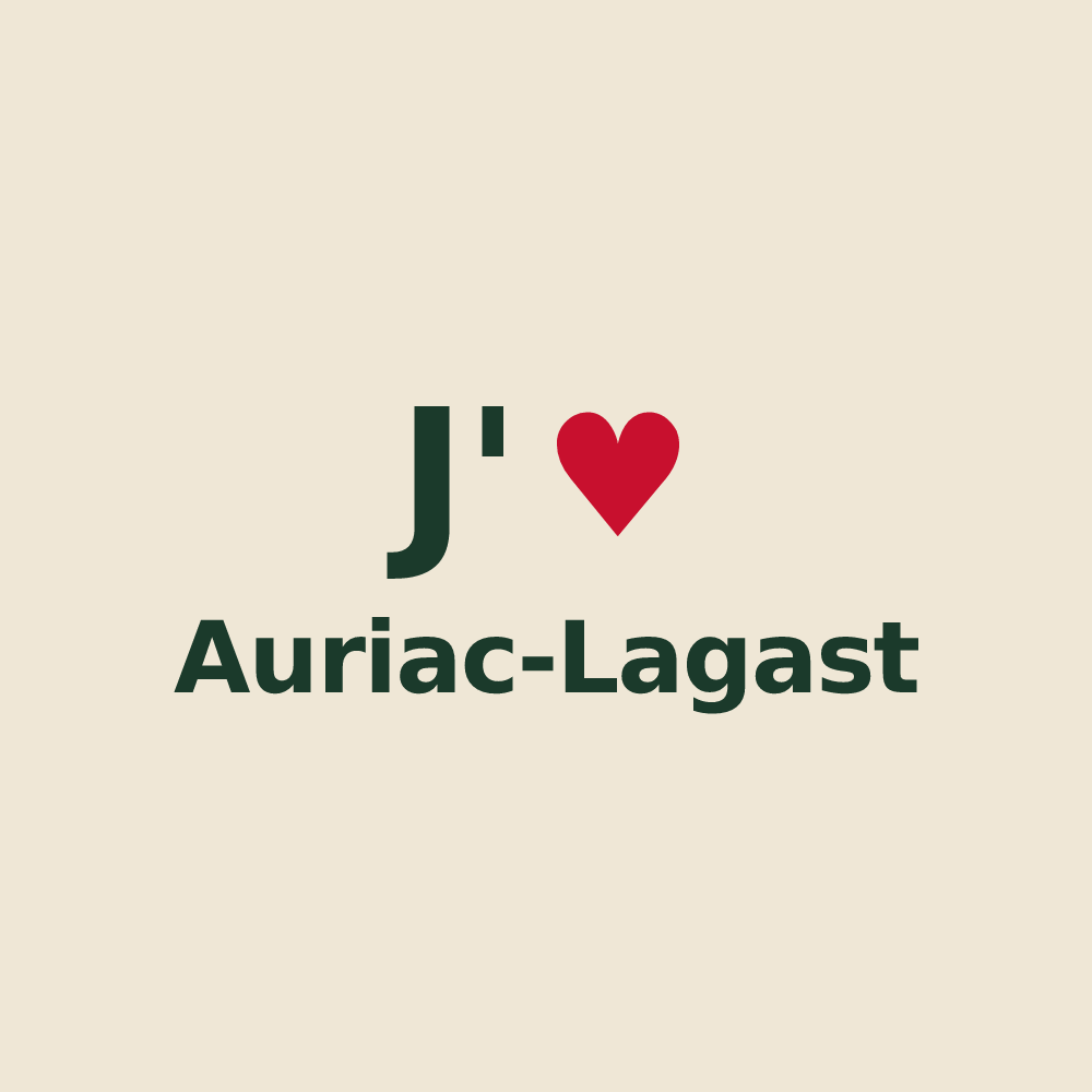 Tote bag personnalisé Auriac-Lagast — design J'aime Auriac-Lagast