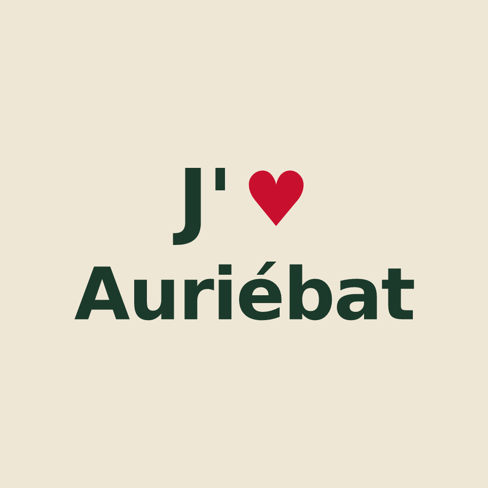 Tote bag personnalisé Auriébat — design « J'aime Auriébat » imprimé sur le tote bag
