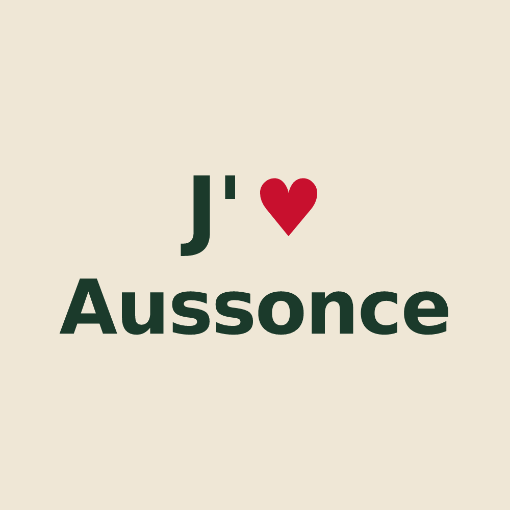 Tote bag personnalisé Aussonce — design J'aime Aussonce