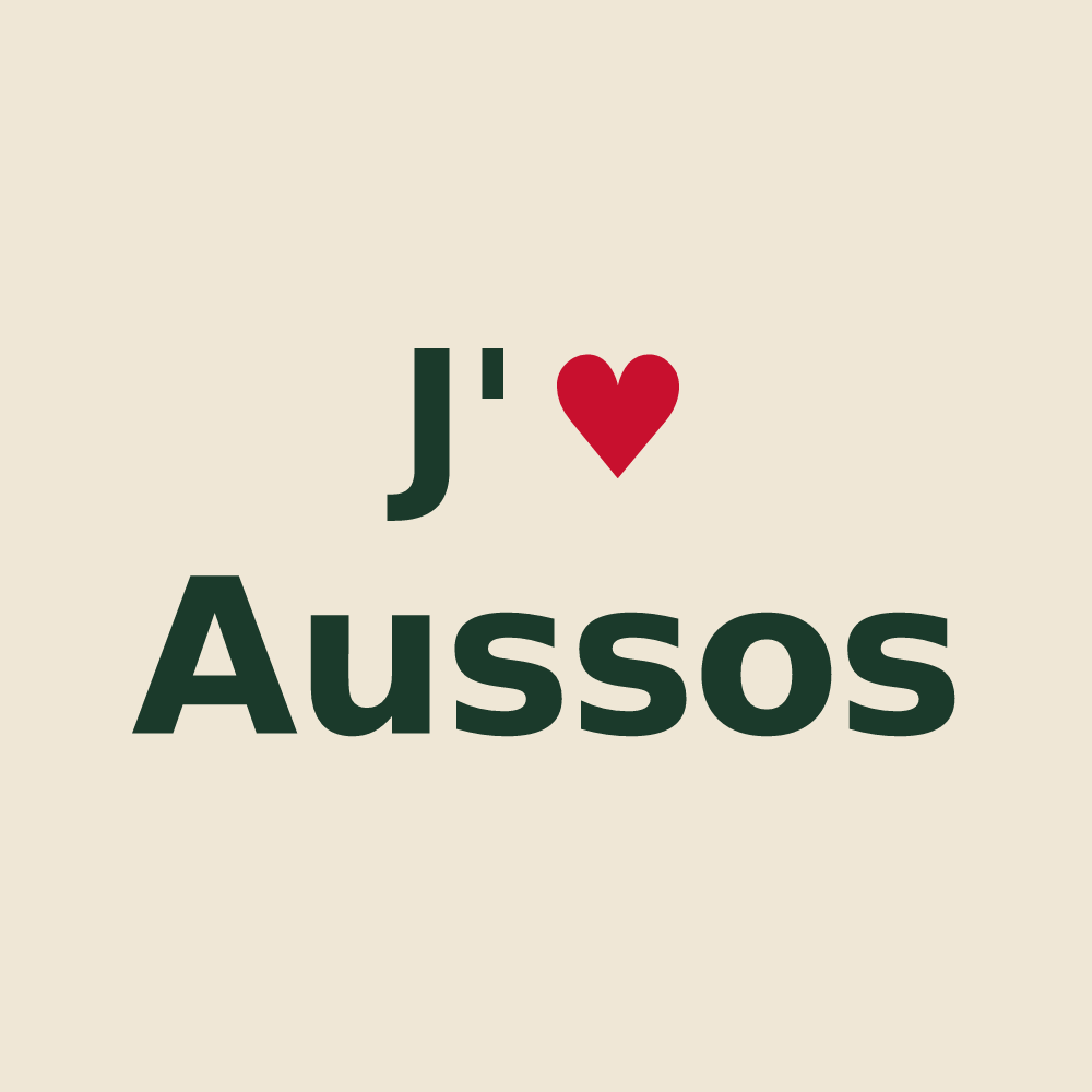 Tote bag personnalisé Aussos — design J'aime Aussos