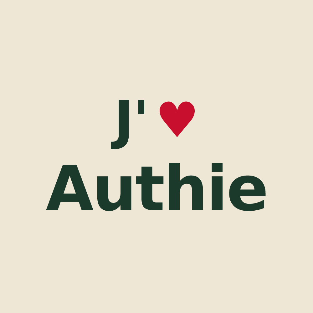 Tote bag personnalisé Authie — design « J'aime Authie » imprimé sur le tote bag