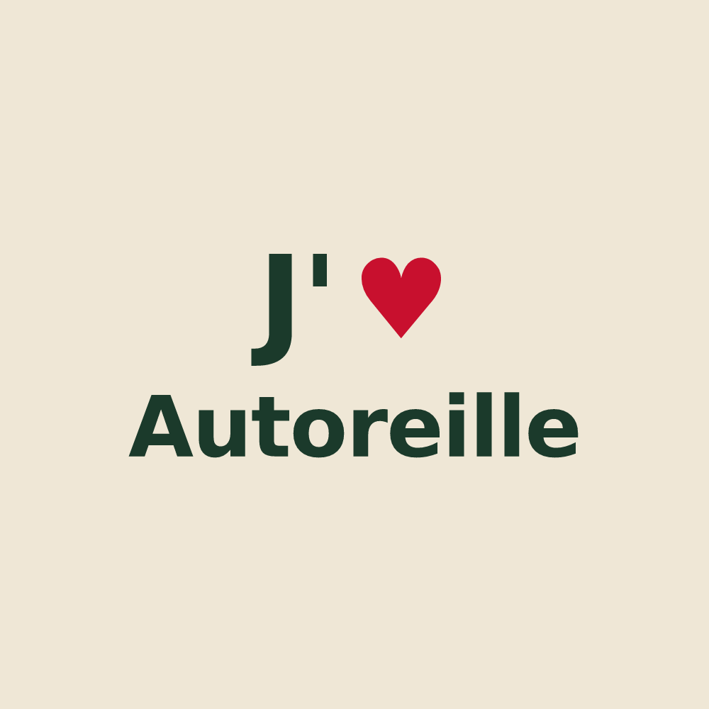 Tote bag personnalisé Autoreille — design J'aime Autoreille