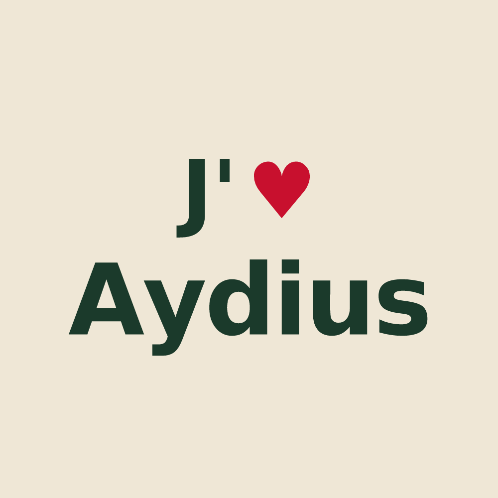 Tote bag personnalisé Aydius — design « J'aime Aydius » imprimé sur le tote bag