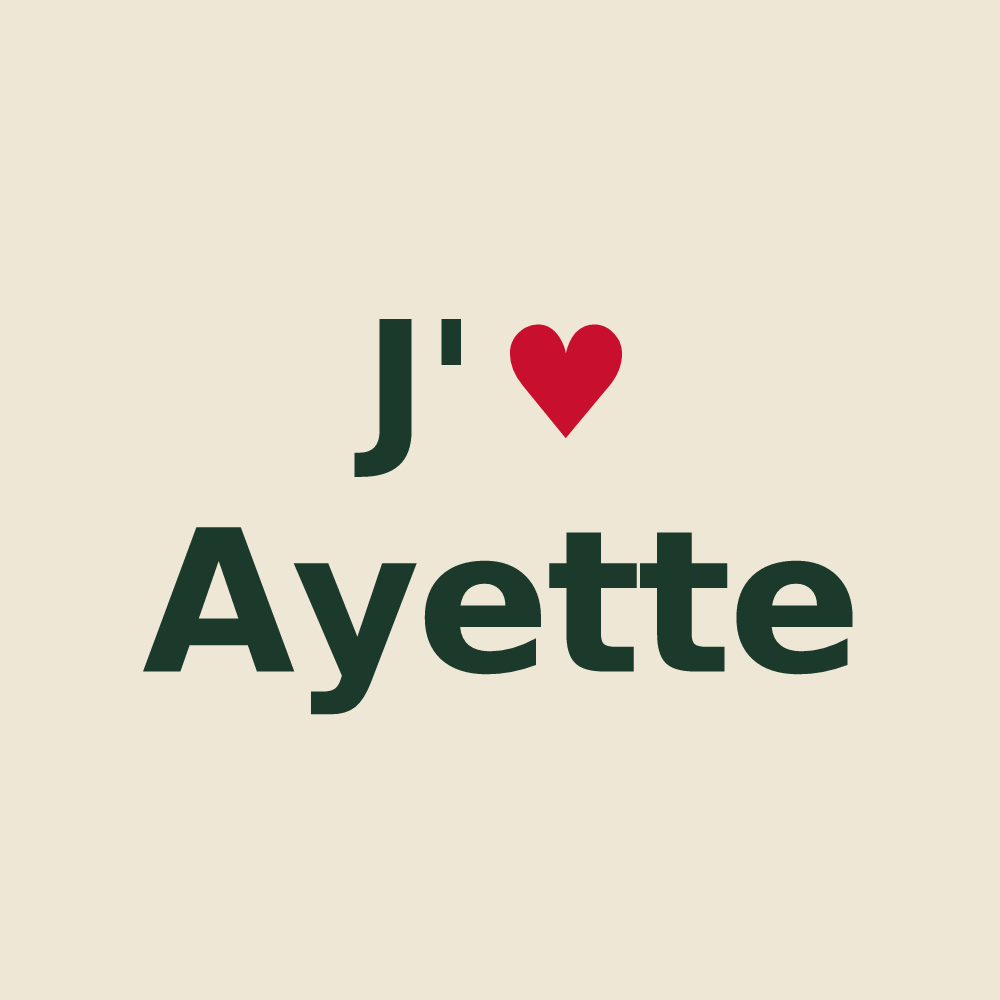 Tote bag personnalisé Ayette — design « J'aime Ayette » imprimé sur le tote bag