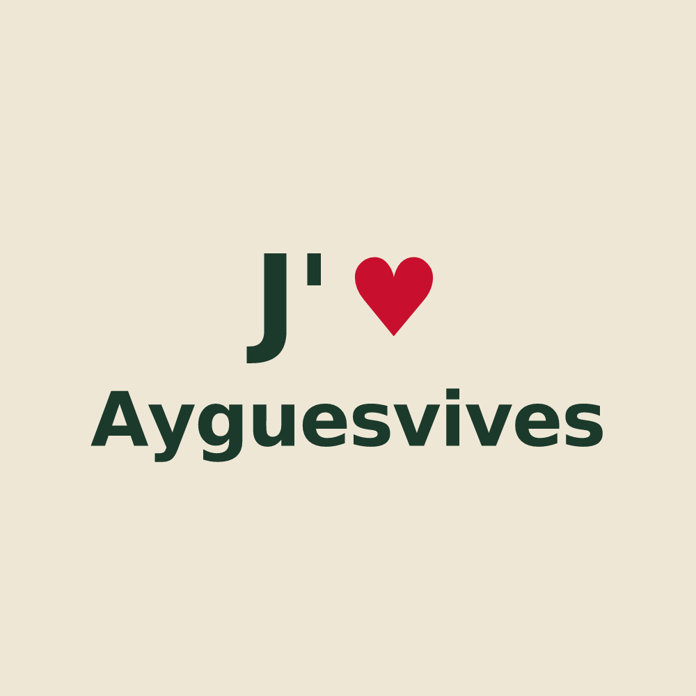 Tote bag personnalisé Ayguesvives — design J'aime Ayguesvives