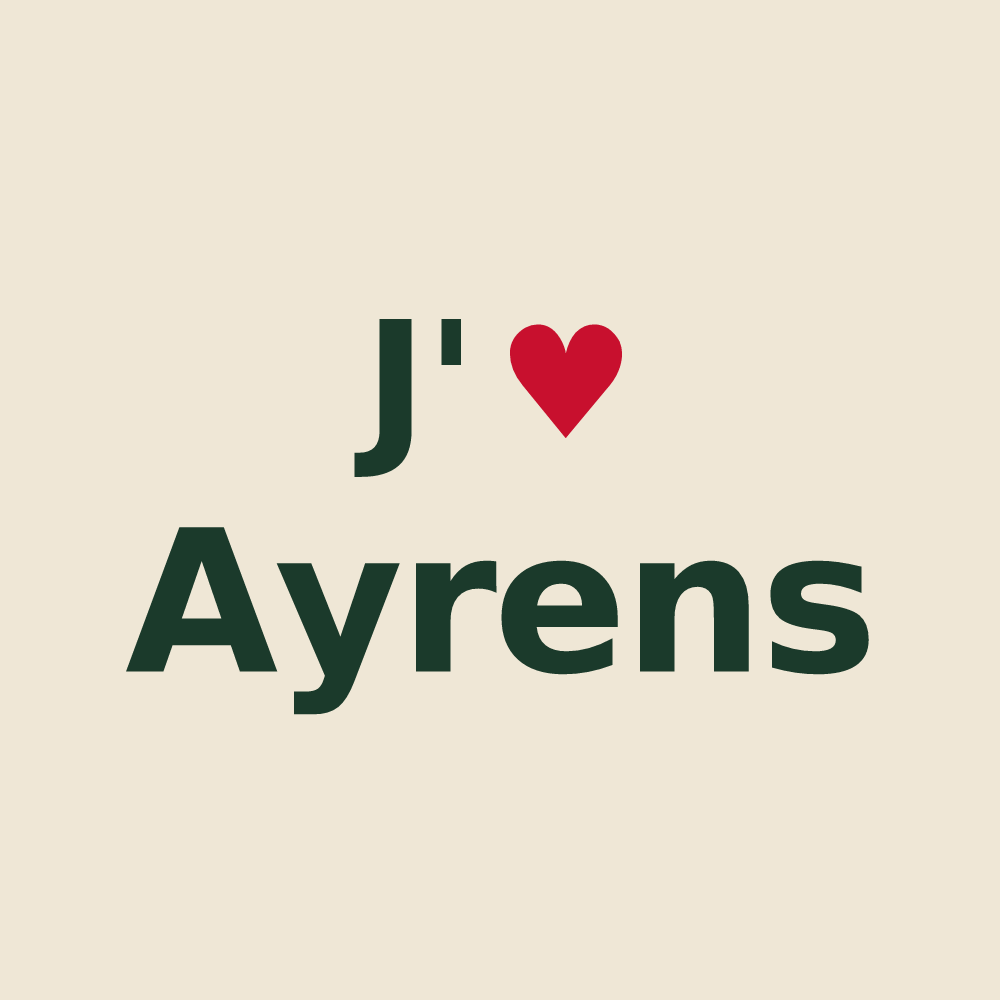 Tote bag personnalisé Ayrens — design J'aime Ayrens