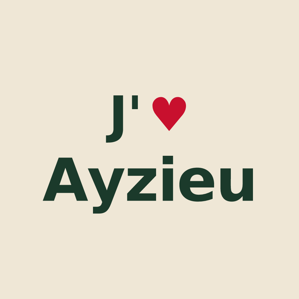 Tote bag personnalisé Ayzieu — design « J'aime Ayzieu » imprimé sur le tote bag