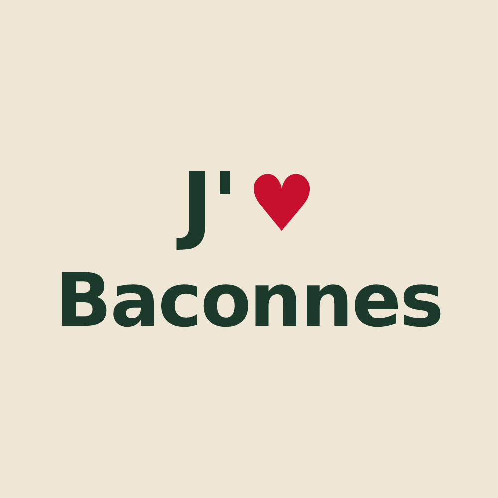 Tote bag personnalisé Baconnes — design J'aime Baconnes