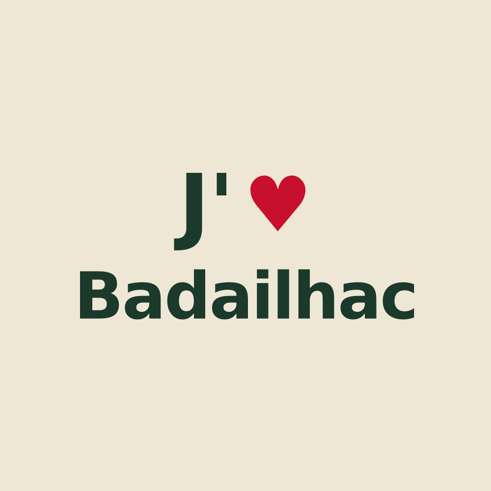 Tote bag personnalisé Badailhac — design « J'aime Badailhac » imprimé sur le tote bag