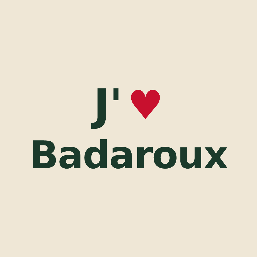 Tote bag personnalisé Badaroux — design J'aime Badaroux