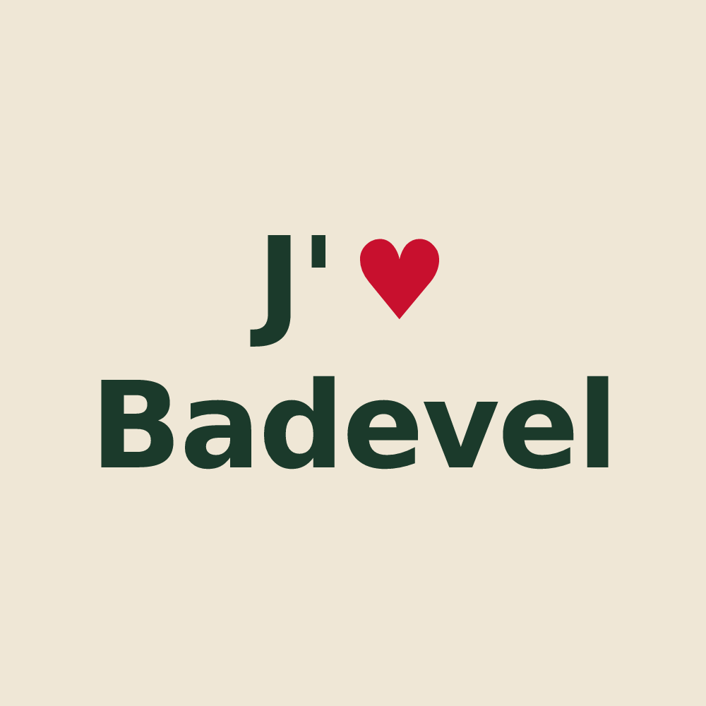 Tote bag personnalisé Badevel — design J'aime Badevel