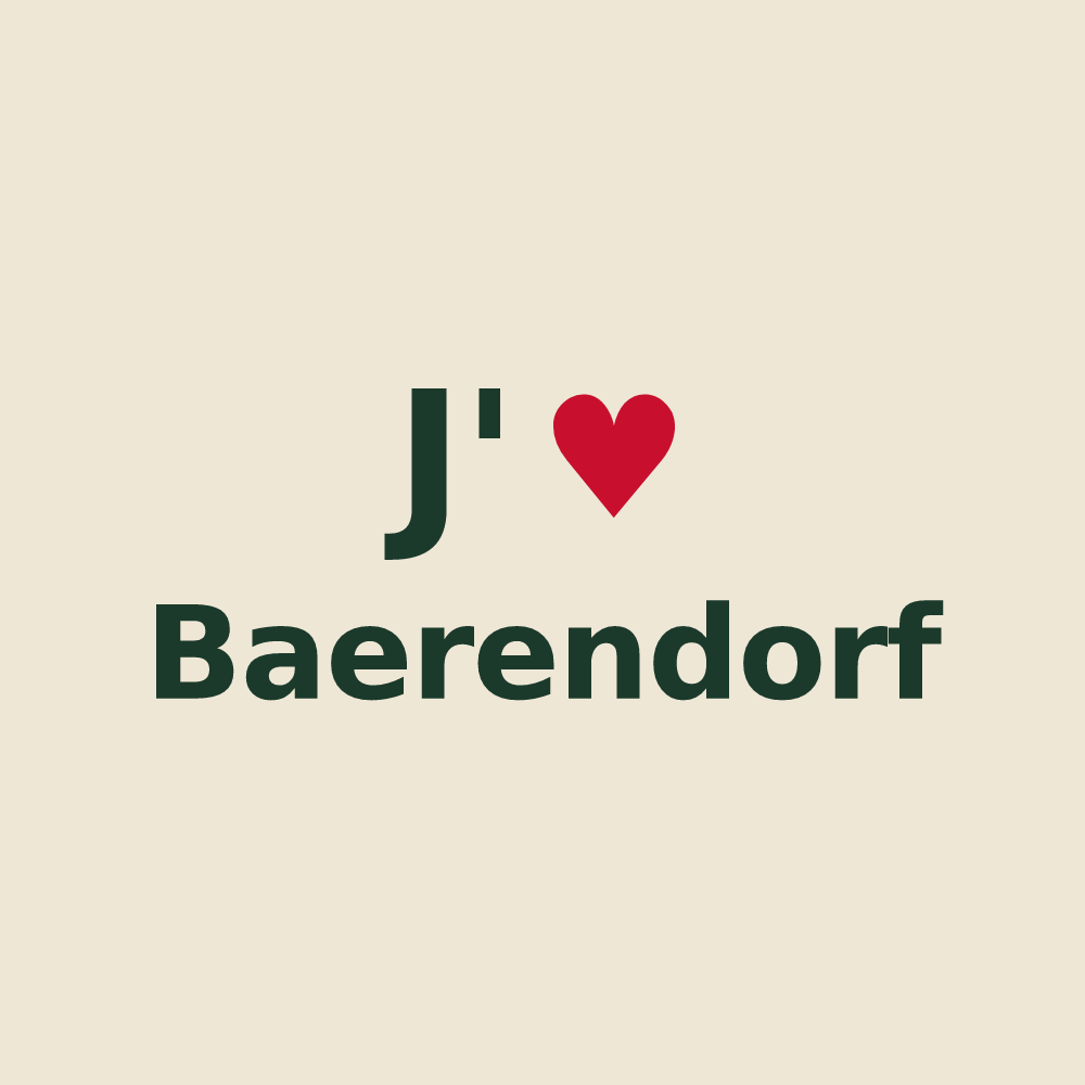 Tote bag personnalisé Baerendorf — design « J'aime Baerendorf » imprimé sur le tote bag