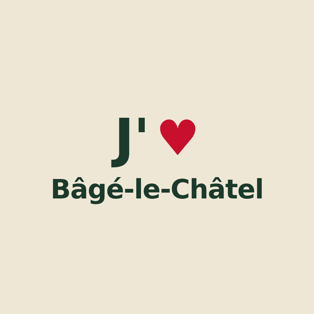 Tote bag personnalisé Bâgé-le-Châtel — design J'aime Bâgé-le-Châtel