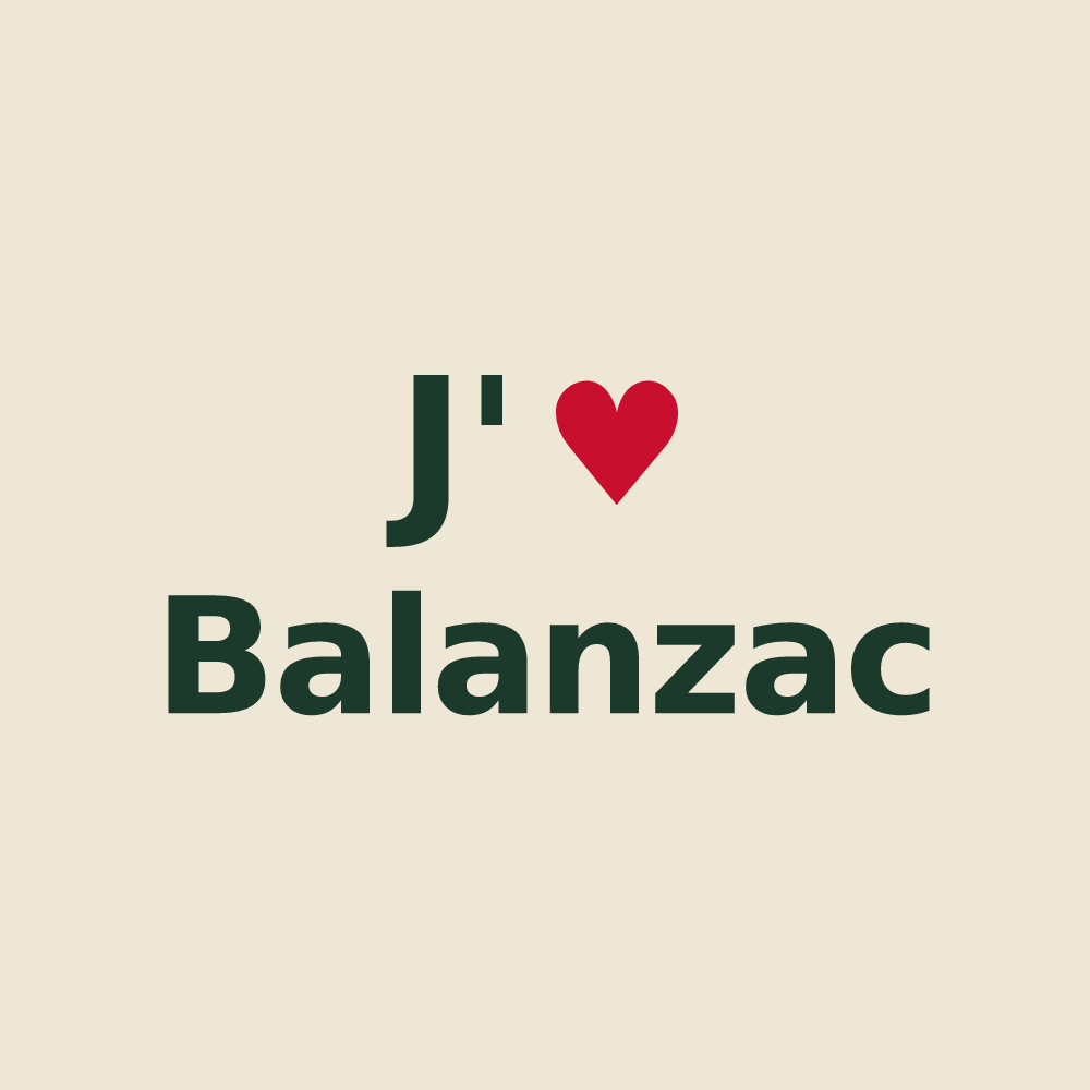 Tote bag personnalisé Balanzac — design J'aime Balanzac