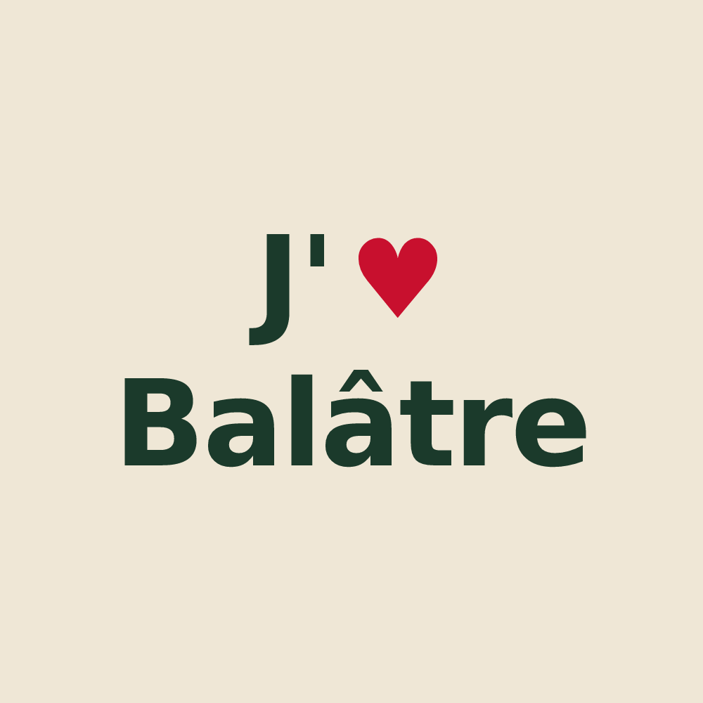 Tote bag personnalisé Balâtre — design J'aime Balâtre