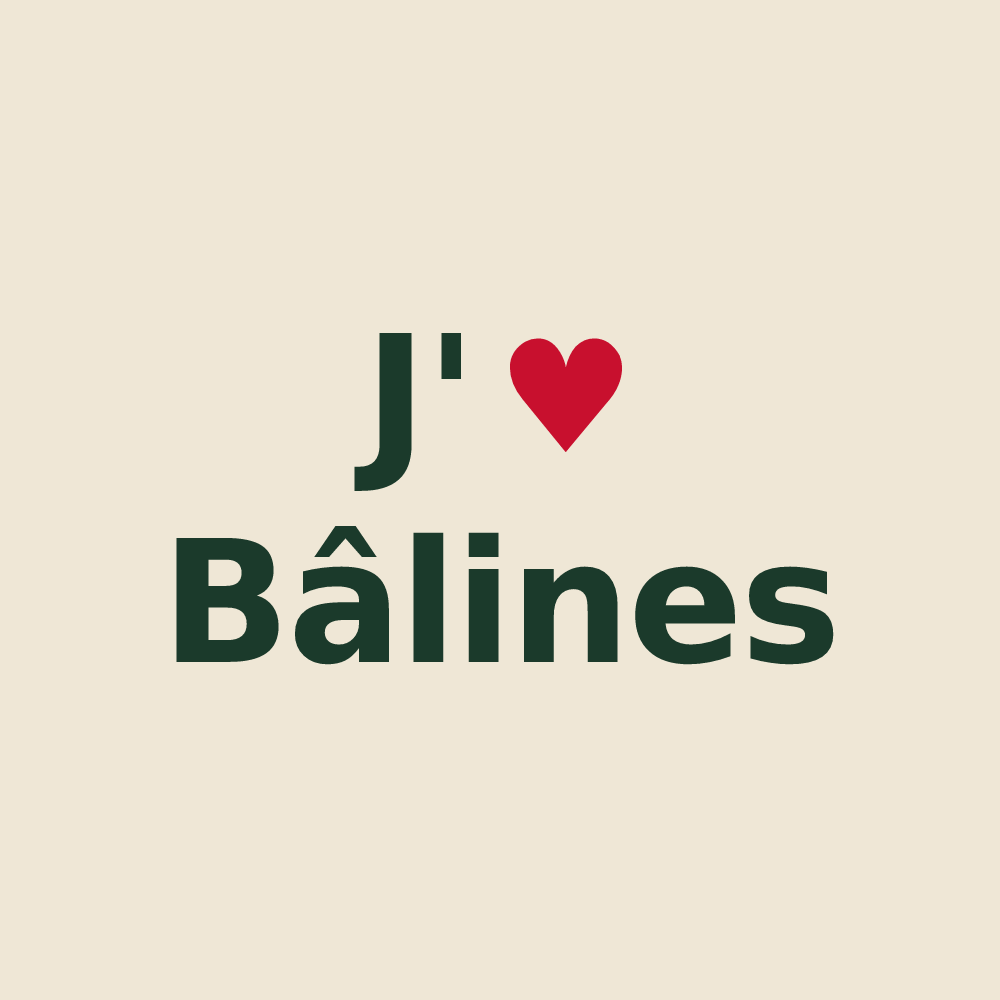 Tote bag personnalisé Bâlines — design J'aime Bâlines