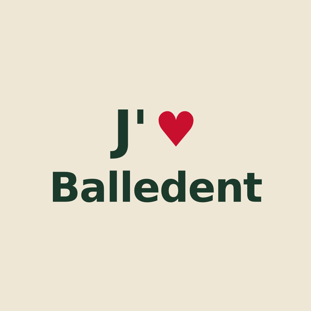 Tote bag personnalisé Balledent — design « J'aime Balledent » imprimé sur le tote bag