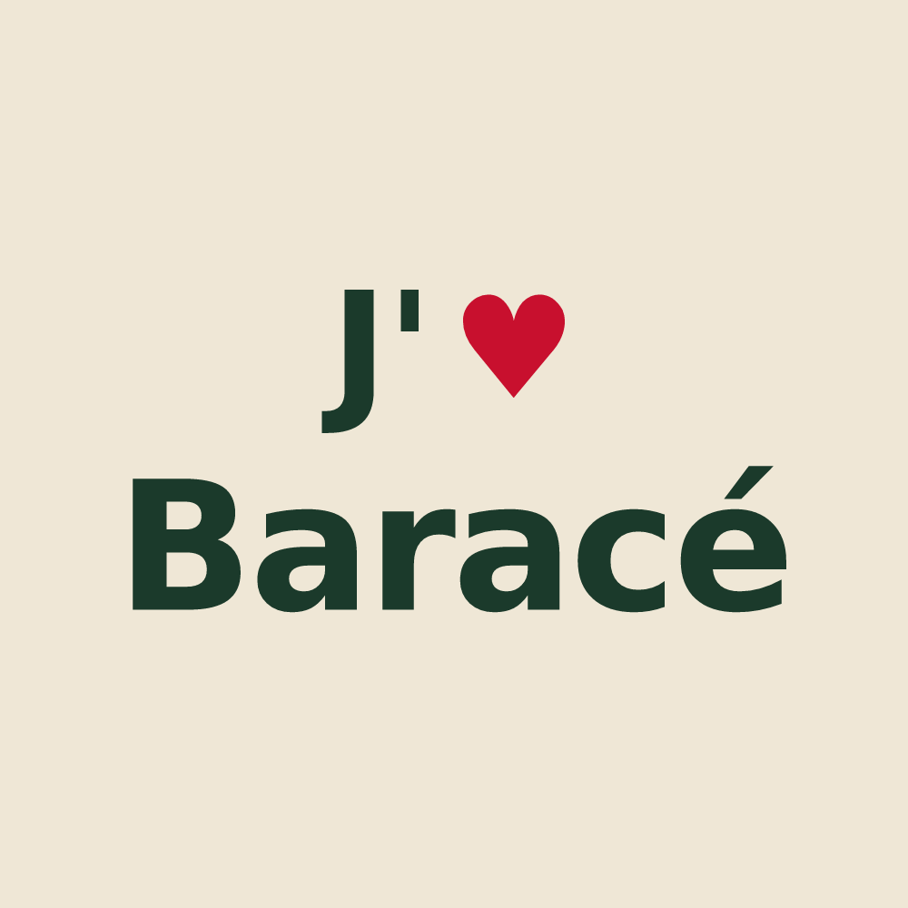 Tote bag personnalisé Baracé — design J'aime Baracé