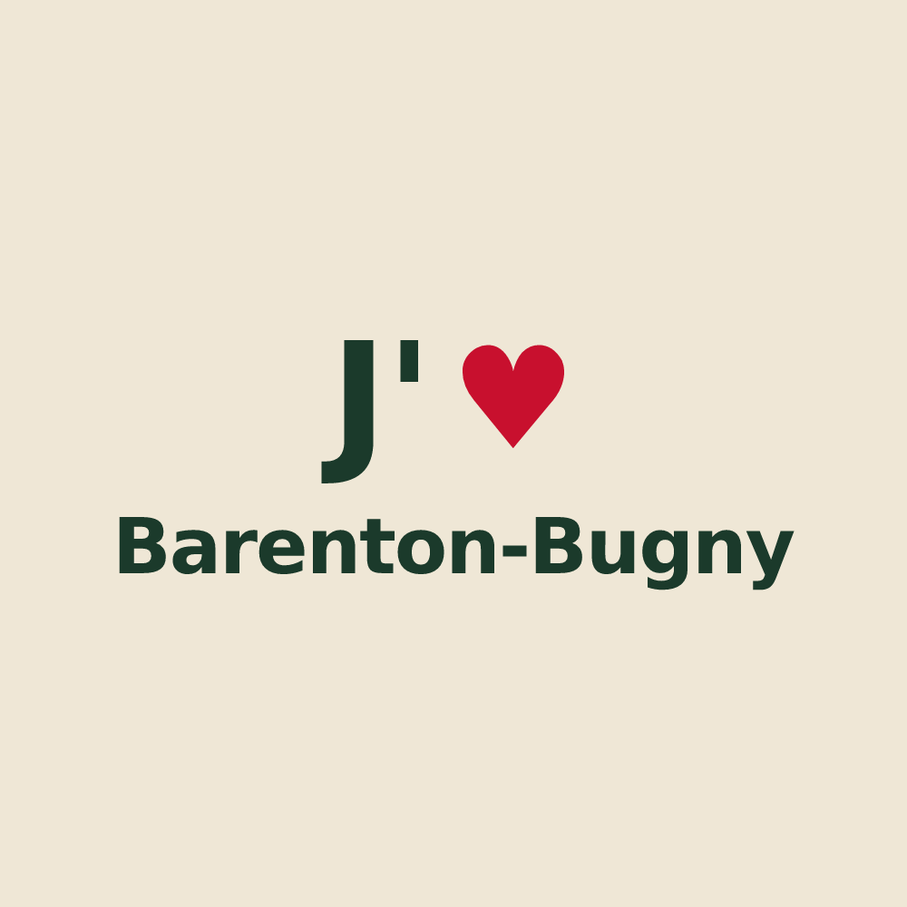 Tote bag personnalisé Barenton-Bugny — design J'aime Barenton-Bugny