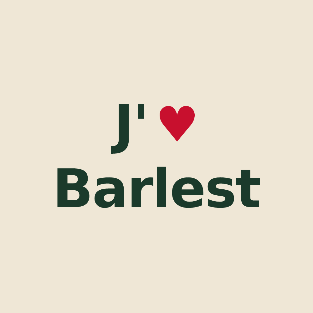 Tote bag personnalisé Barlest — design « J'aime Barlest » imprimé sur le tote bag