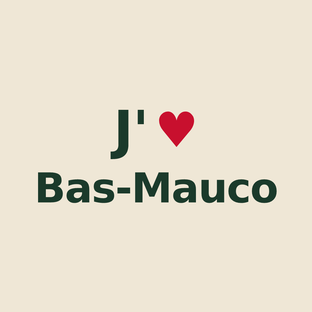 Tote bag personnalisé Bas-Mauco — design « J'aime Bas-Mauco » imprimé sur le tote bag