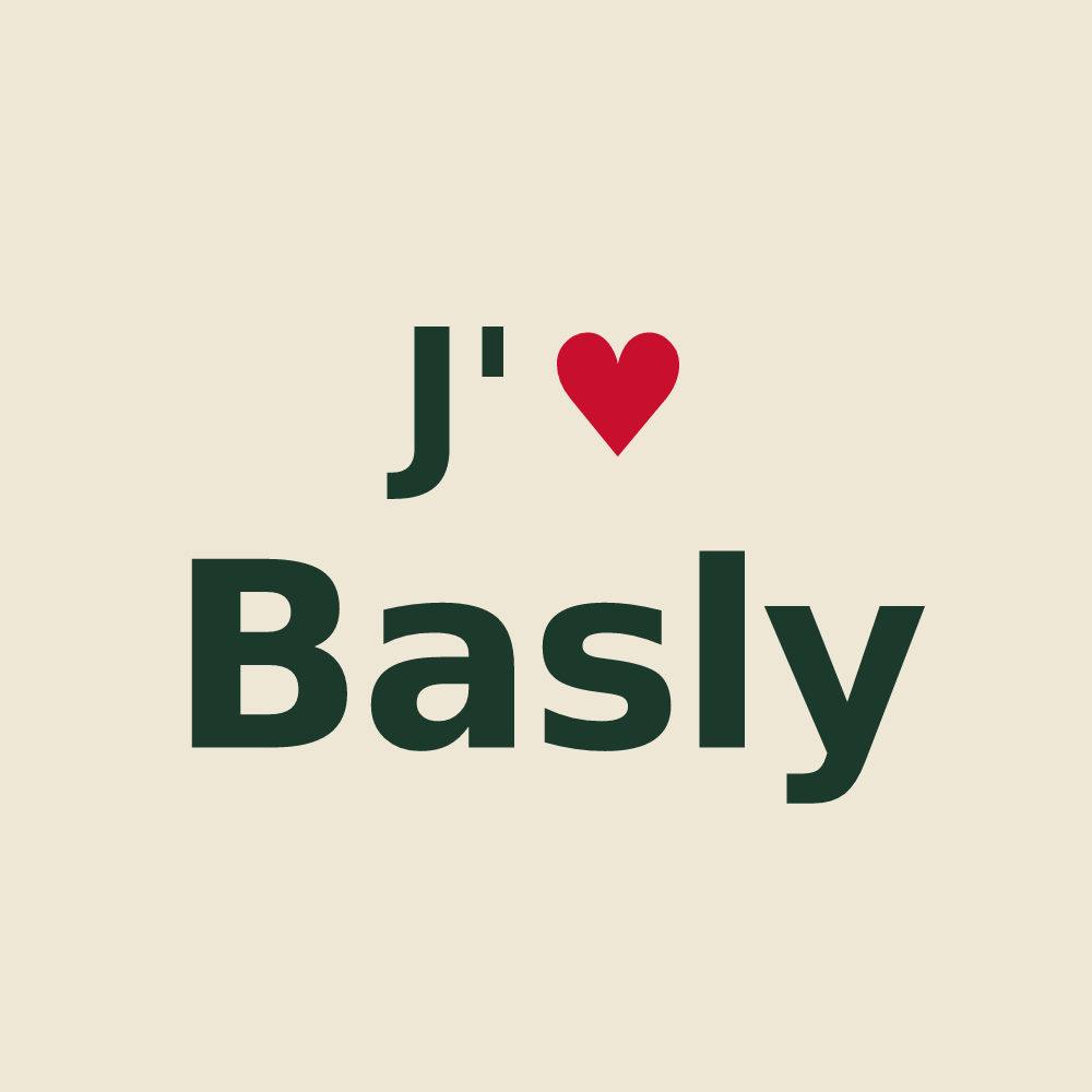 Tote bag personnalisé Basly — design « J'aime Basly » imprimé sur le tote bag