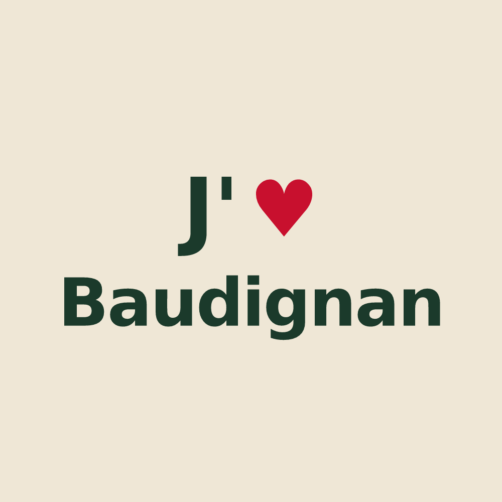 Tote bag personnalisé Baudignan — design J'aime Baudignan