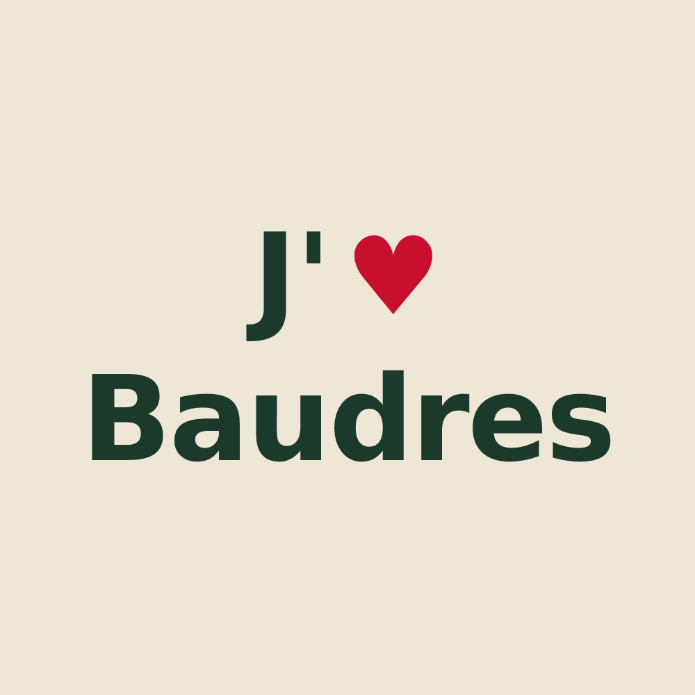 Tote bag personnalisé Baudres — design J'aime Baudres