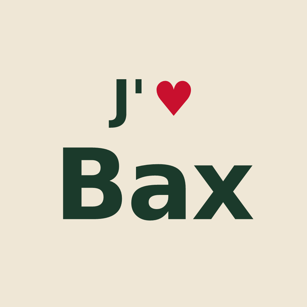 Tote bag personnalisé Bax — design « J'aime Bax » imprimé sur le tote bag