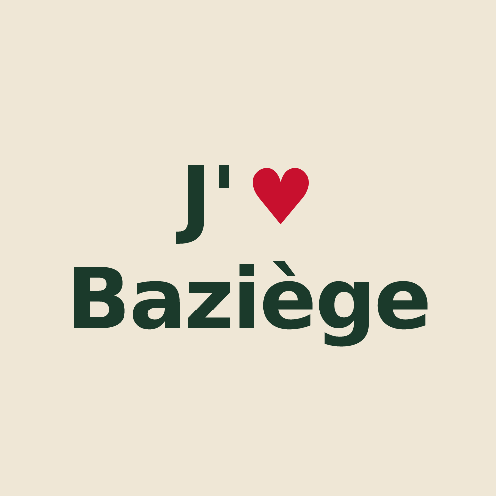 Tote bag personnalisé Baziège — design J'aime Baziège