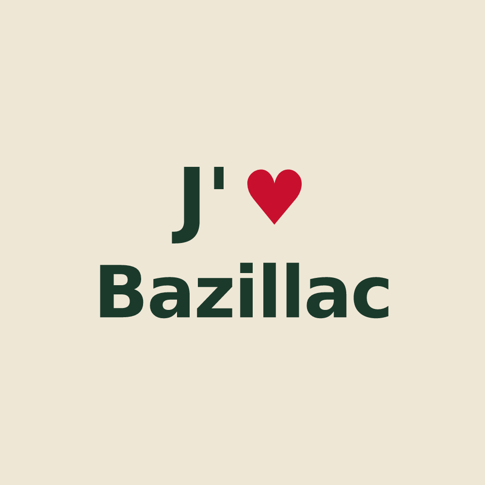 Tote bag personnalisé Bazillac — design J'aime Bazillac