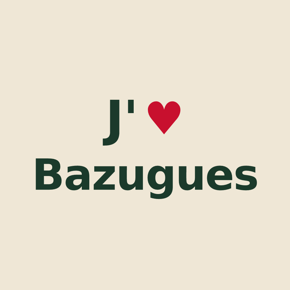 Tote bag personnalisé Bazugues — design J'aime Bazugues