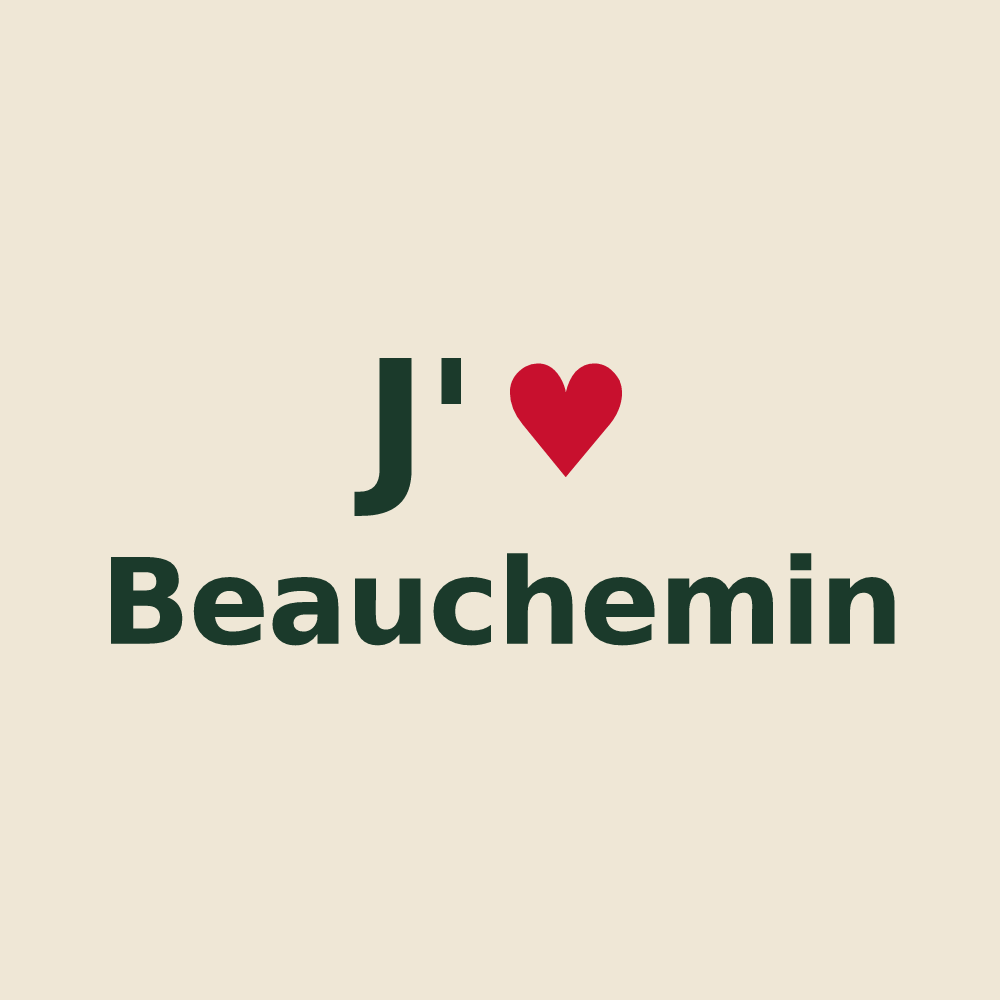 Tote bag personnalisé Beauchemin — design J'aime Beauchemin