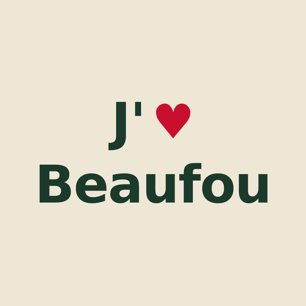 Tote bag personnalisé Beaufou — design J'aime Beaufou
