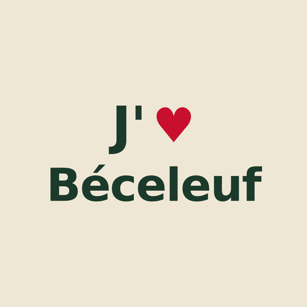 Tote bag personnalisé Béceleuf — design J'aime Béceleuf
