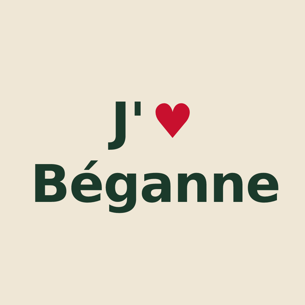 Tote bag personnalisé Béganne — design « J'aime Béganne » imprimé sur le tote bag