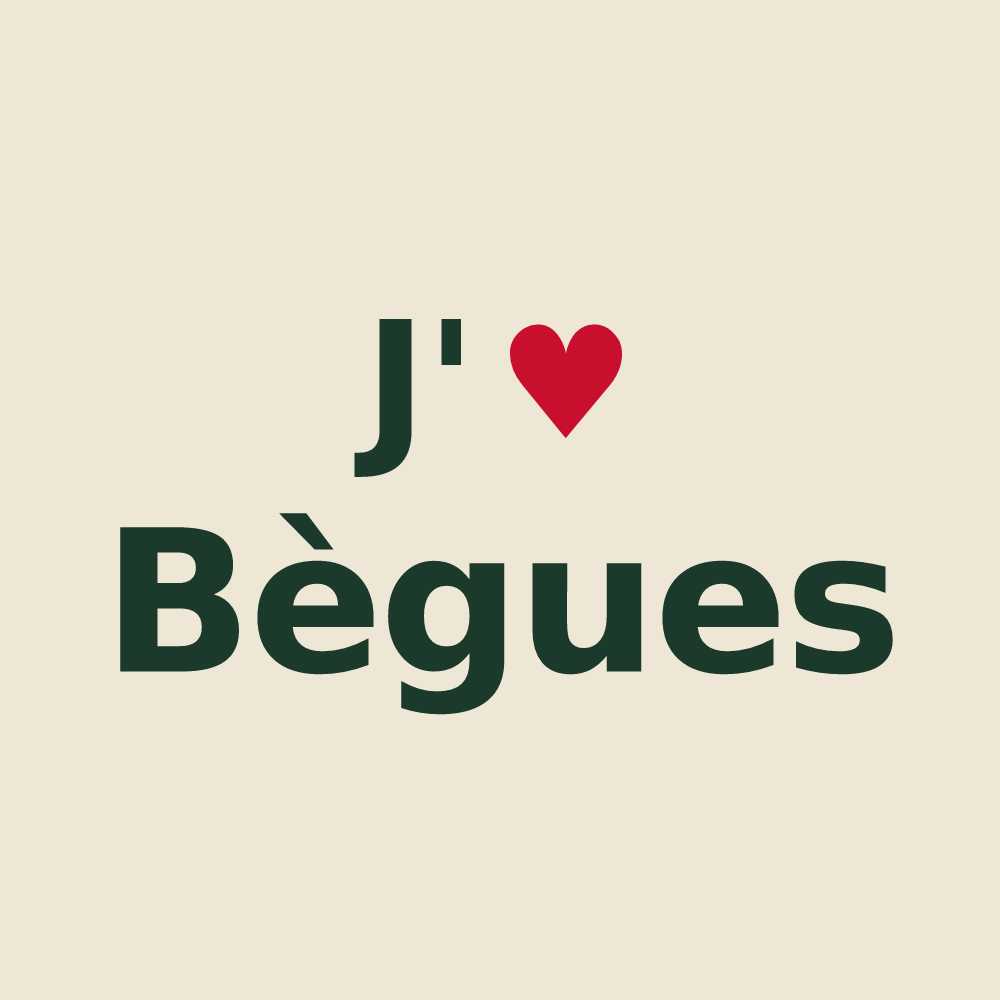 Tote bag personnalisé Bègues — design J'aime Bègues