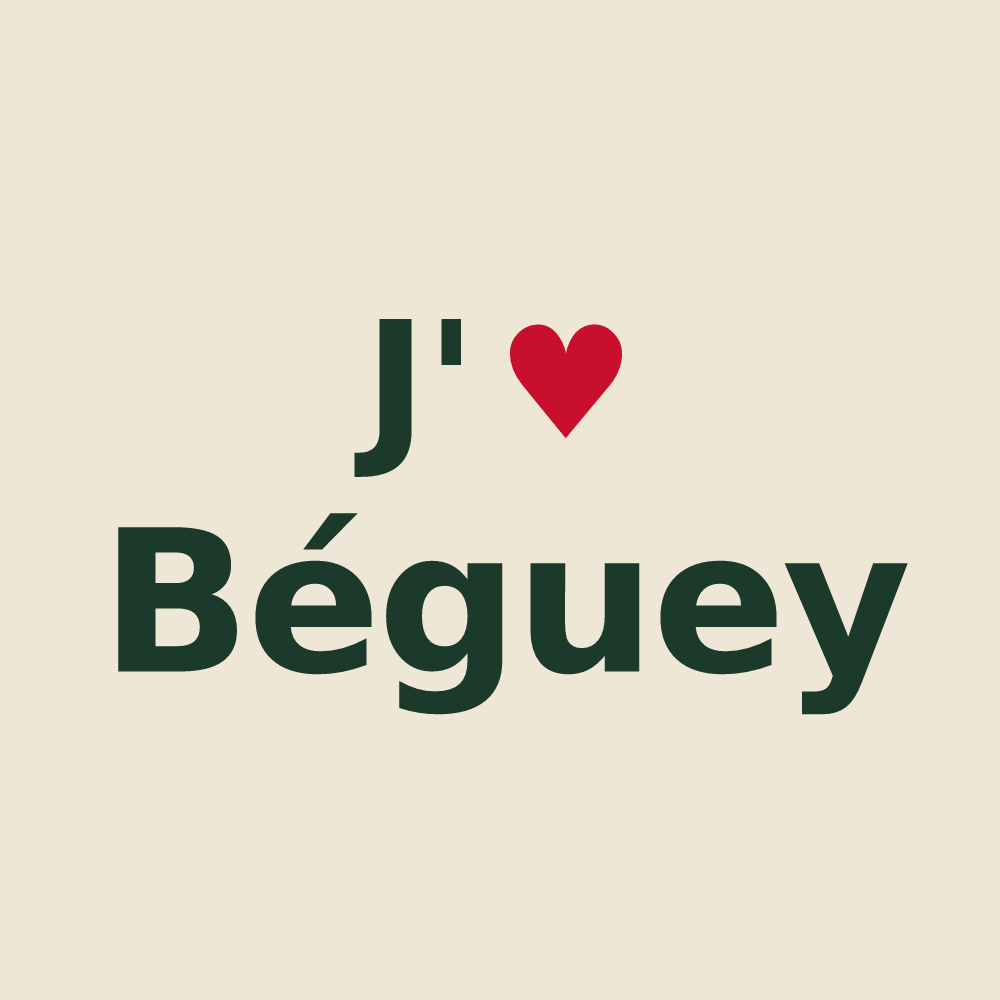Tote bag personnalisé Béguey — design J'aime Béguey