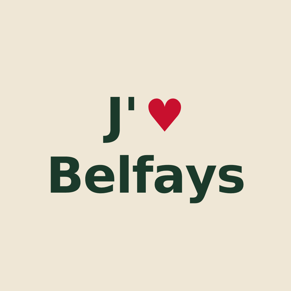 Tote bag personnalisé Belfays — design J'aime Belfays