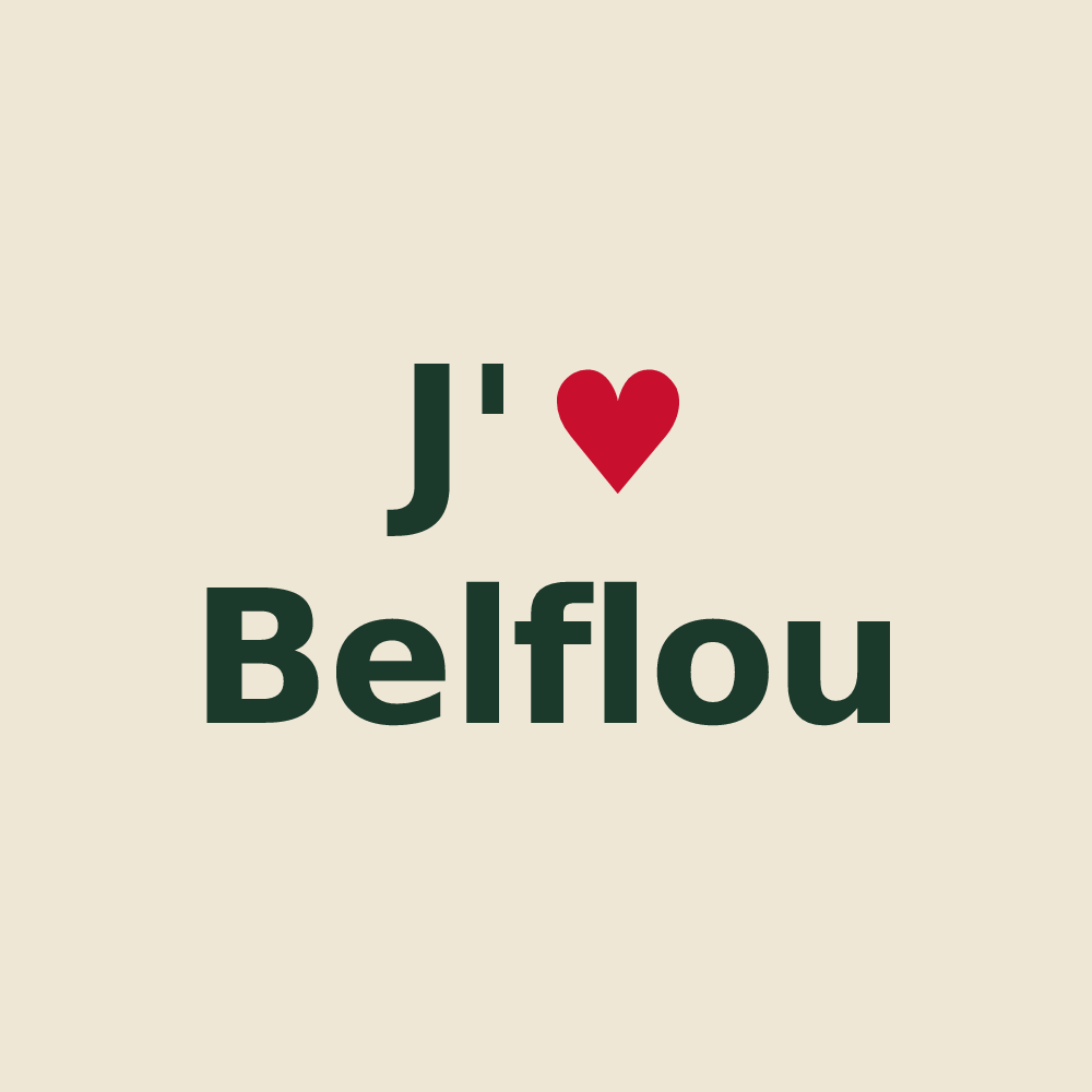 Tote bag personnalisé Belflou — design J'aime Belflou