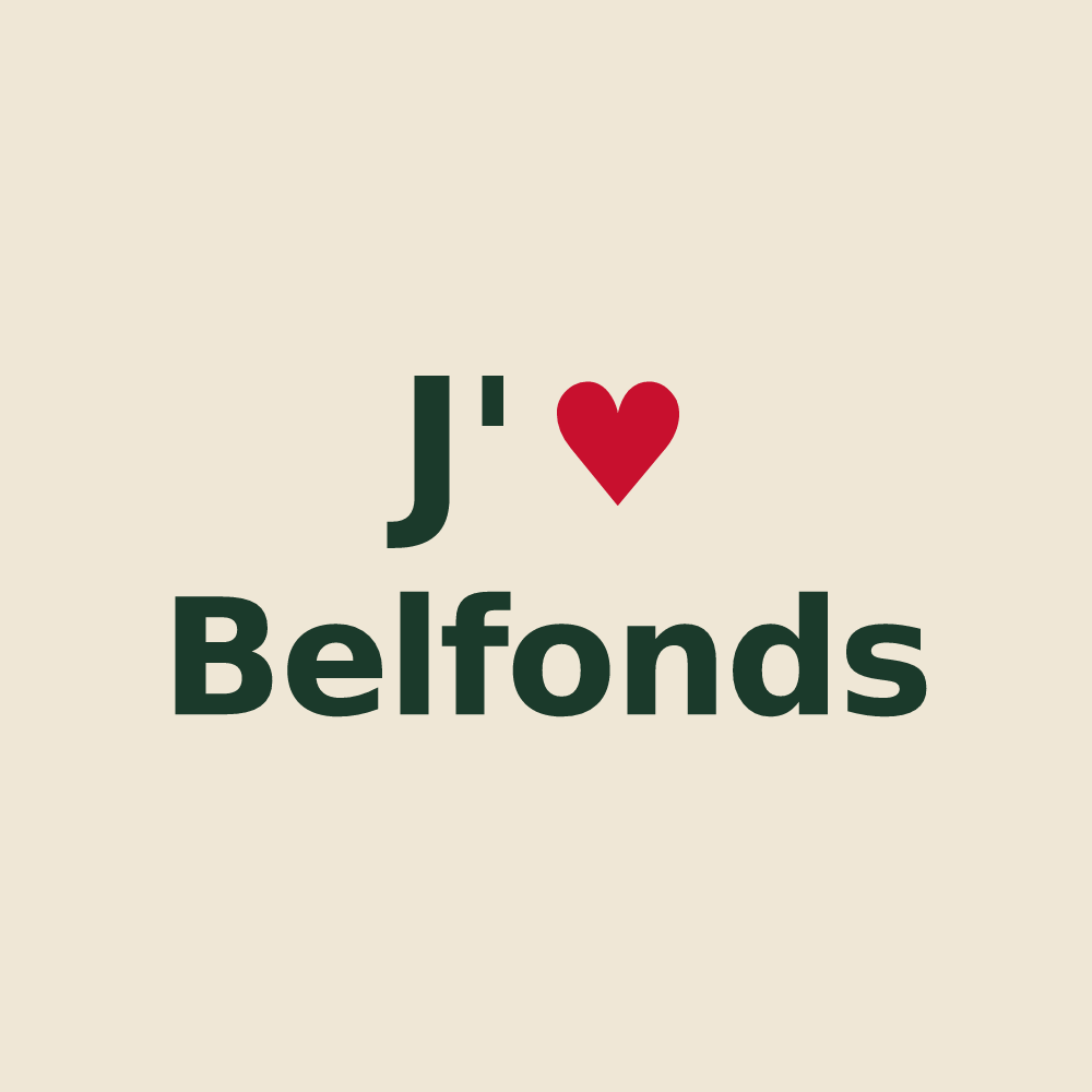 Tote bag personnalisé Belfonds — design J'aime Belfonds