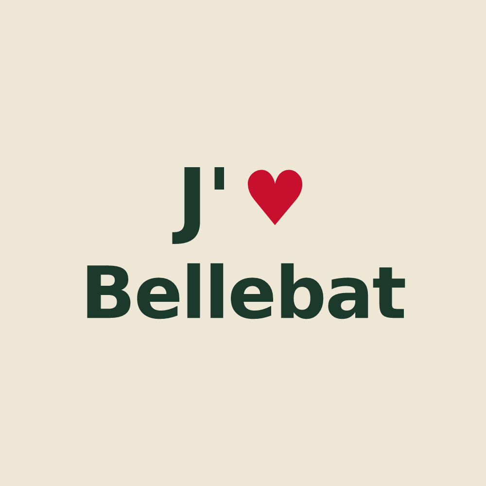 Tote bag personnalisé Bellebat — design J'aime Bellebat