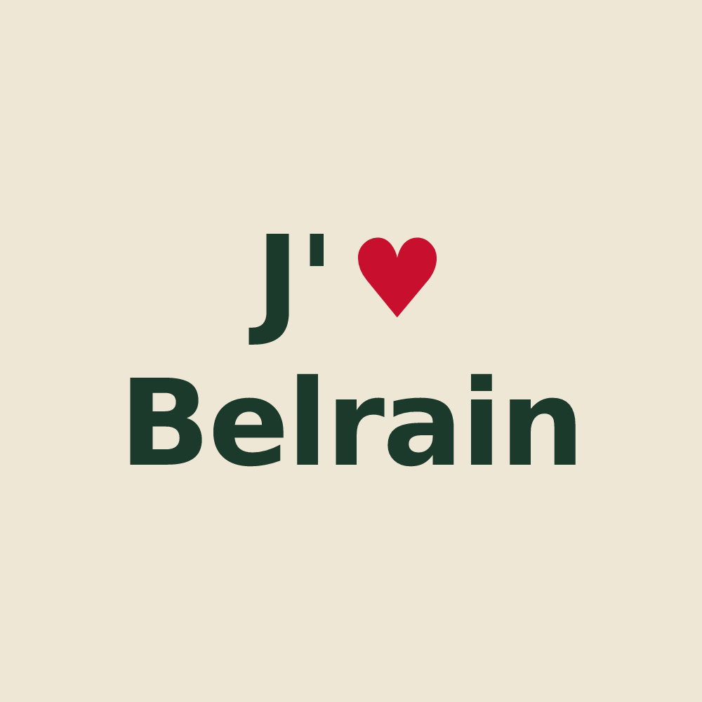 Tote bag personnalisé Belrain — design J'aime Belrain