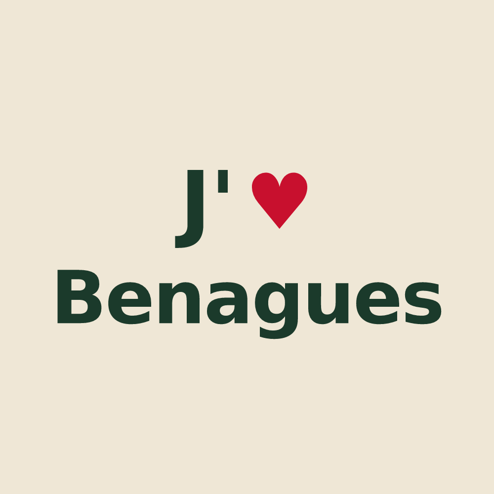 Tote bag personnalisé Benagues — design J'aime Benagues