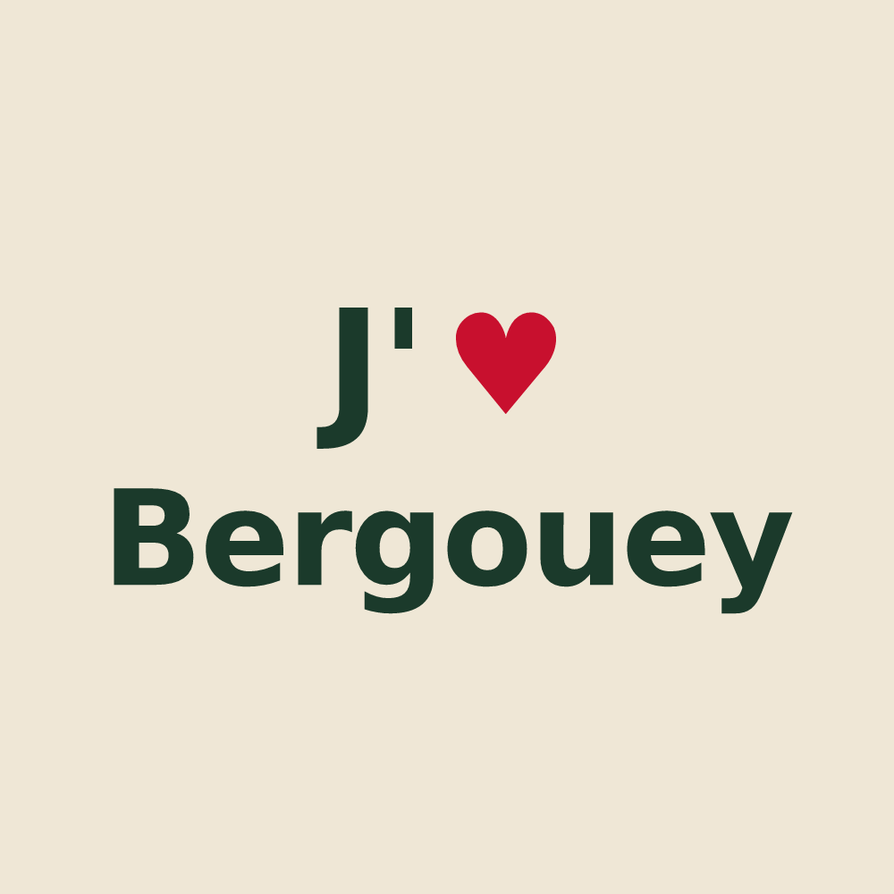Tote bag personnalisé Bergouey — design J'aime Bergouey