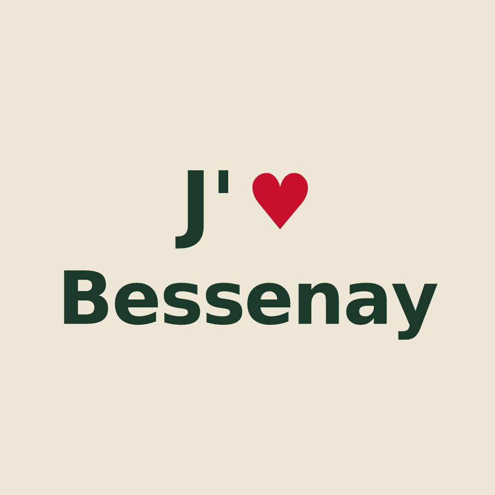 Tote bag personnalisé Bessenay — design « J'aime Bessenay » imprimé sur le tote bag