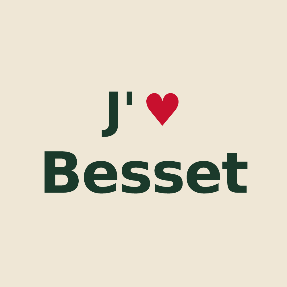 Tote bag personnalisé Besset — design « J'aime Besset » imprimé sur le tote bag