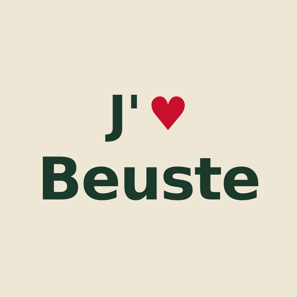 Tote bag personnalisé Beuste — design « J'aime Beuste » imprimé sur le tote bag
