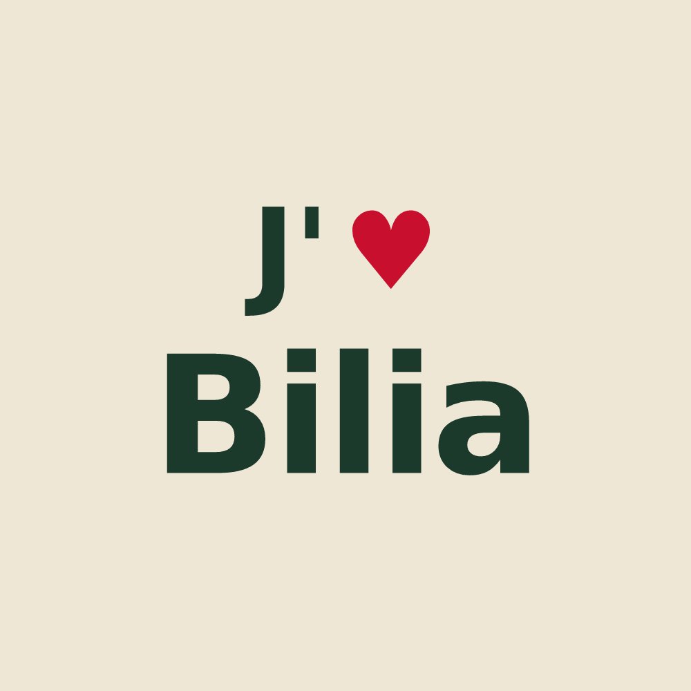 Tote bag personnalisé Bilia — design J'aime Bilia
